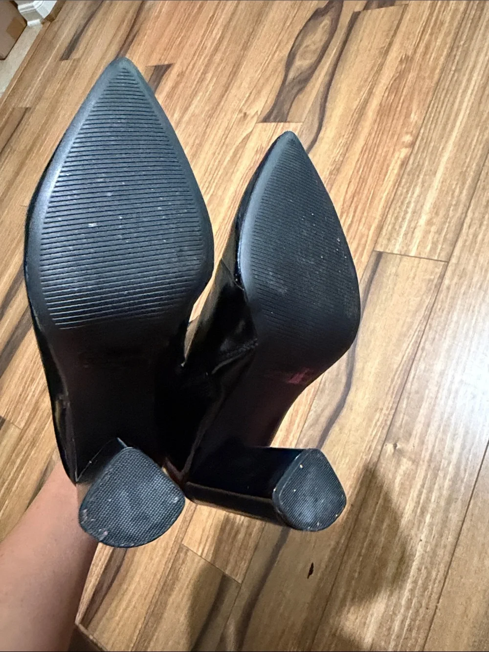Patent Pointed-Toe Black Ankle Boots - Women's